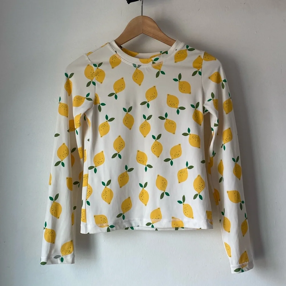 Hanna Andersson 12 Kids Lemon Print Rashguard